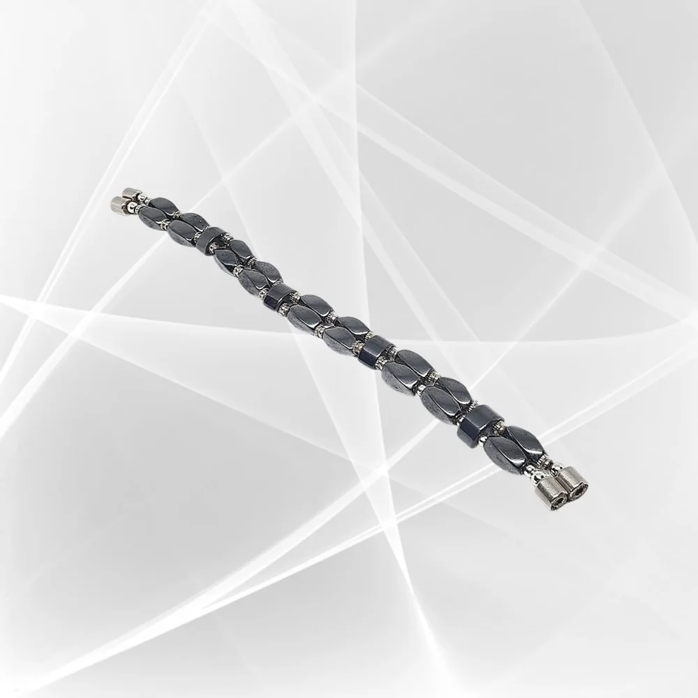 Gray Hematite Beaded Bracelet w/ Magnetic Closure